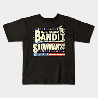 Bandit Snowman 24 Retro Election Style Funny 2024 Kids T-Shirt